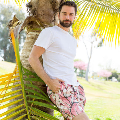 Men's Pink Martinique®, Banana Leaf Sleep Shorts