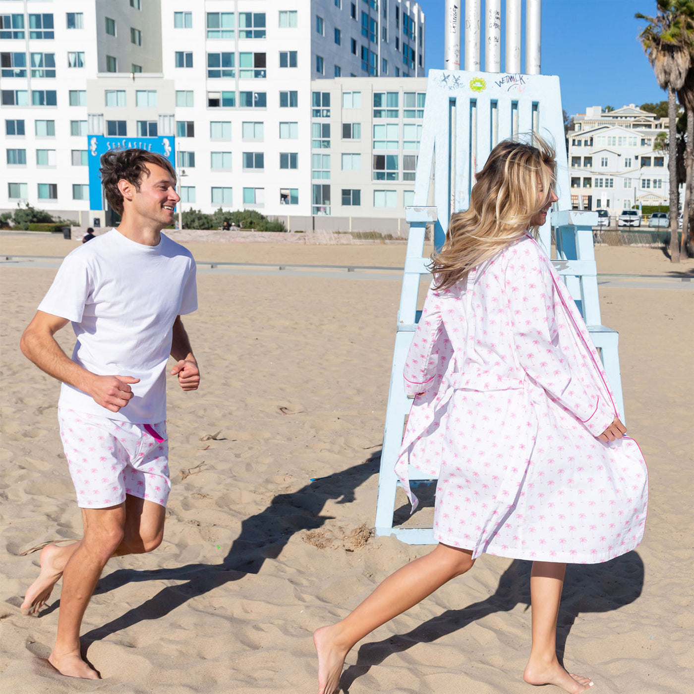 Women's Palm Tree Pink Robe