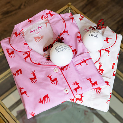 Women's Reindeer Pink Long PJ Set