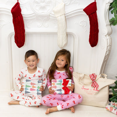 Kids Reindeer Red Long PJ Set