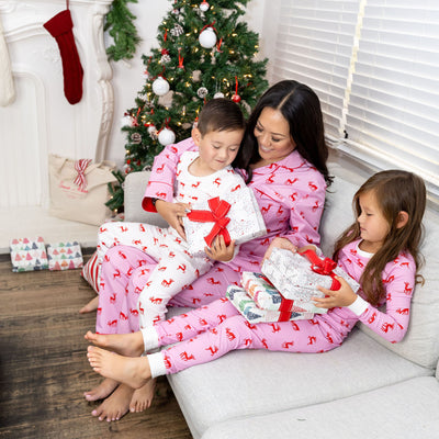 Kids Reindeer Pink Long PJ Set