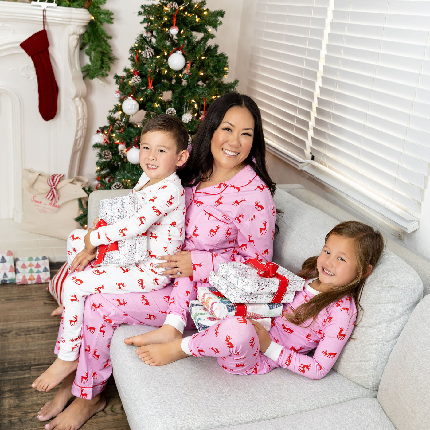 Kids Reindeer Red Long PJ Set