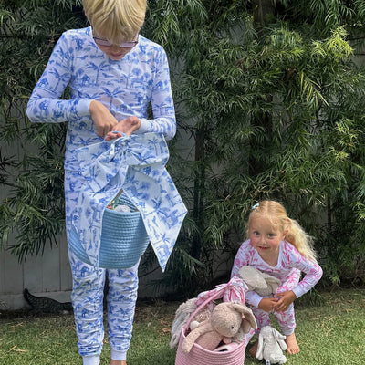 Kids Skydog Blue Toile Long PJ Set