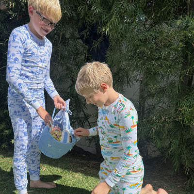 Kids Skydog Blue Toile Long PJ Set
