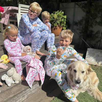 Kids Skydog Blue Toile Long PJ Set