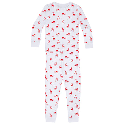 Kids Reindeer Red Long PJ Set