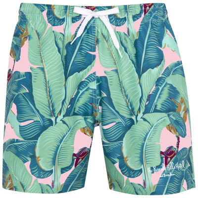 Men's Martinique® Green + Pink Banana Leaf Swim Shorts