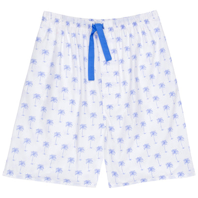 Men's Blue Palm Tree Sleep Shorts