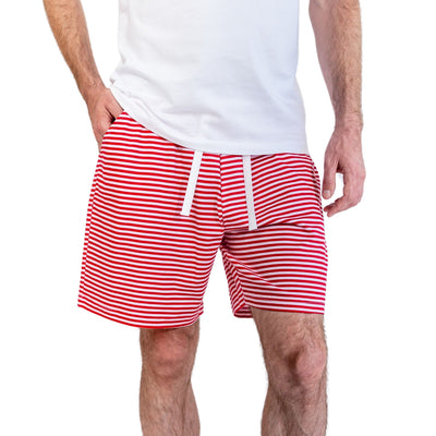 Men's Red Stripe Jersey Sleep Shorts