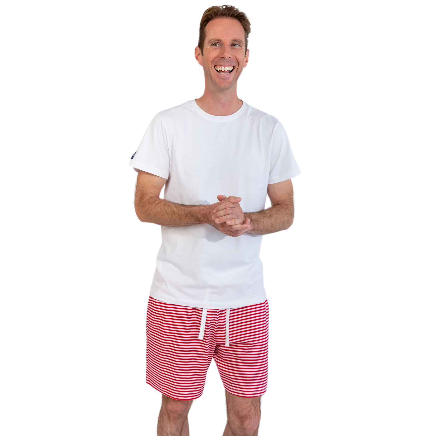 Men's Red Stripe Jersey Sleep Shorts