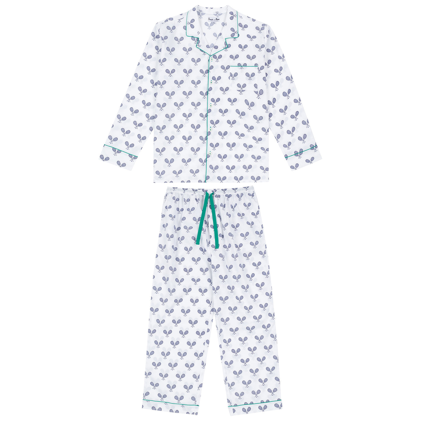 Men's Tennis Navy Long PJ Set