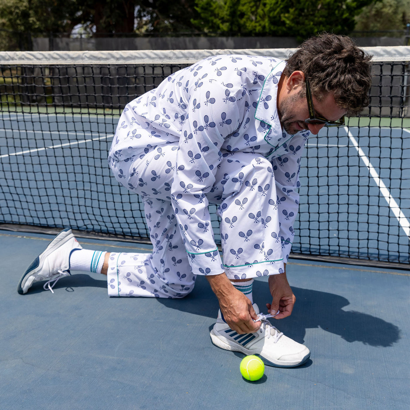 Men's Tennis Navy Long PJ Set