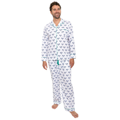 Men's Tennis Navy Long PJ Set