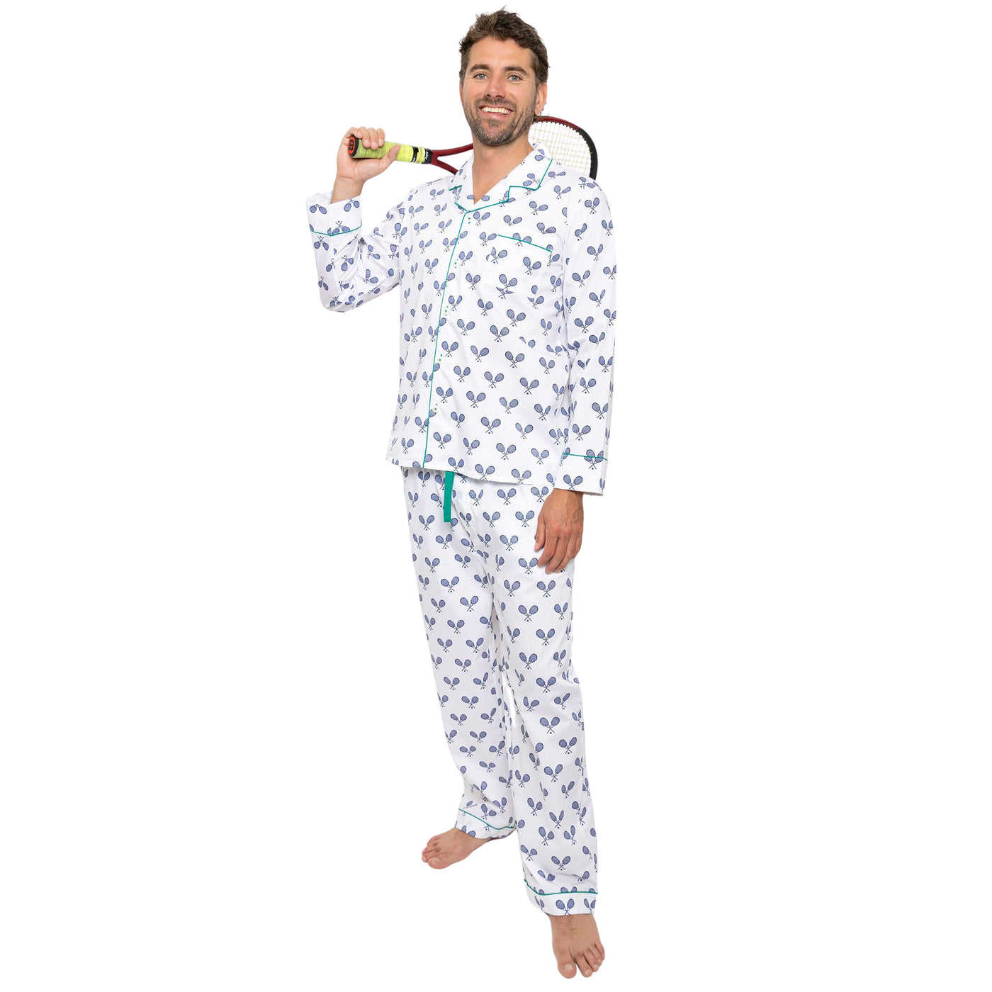 Men's Tennis Navy Long PJ Set