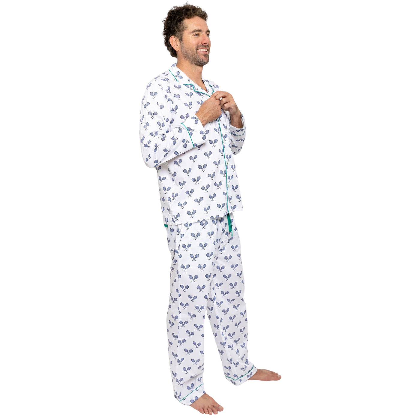 Men's Tennis Navy Long PJ Set