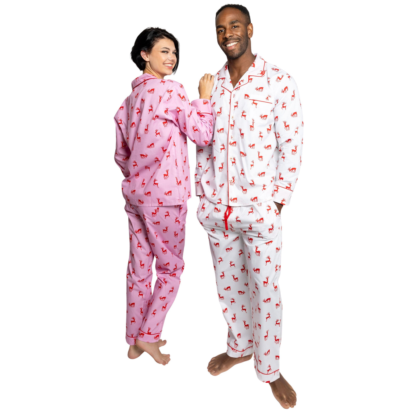 Women's Reindeer Pink Long PJ Set