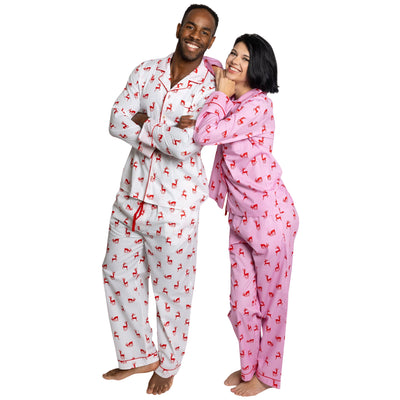 Women's Reindeer Pink Long PJ Set