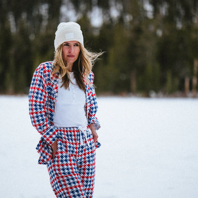 Women's Houndstooth Flannel Long Set