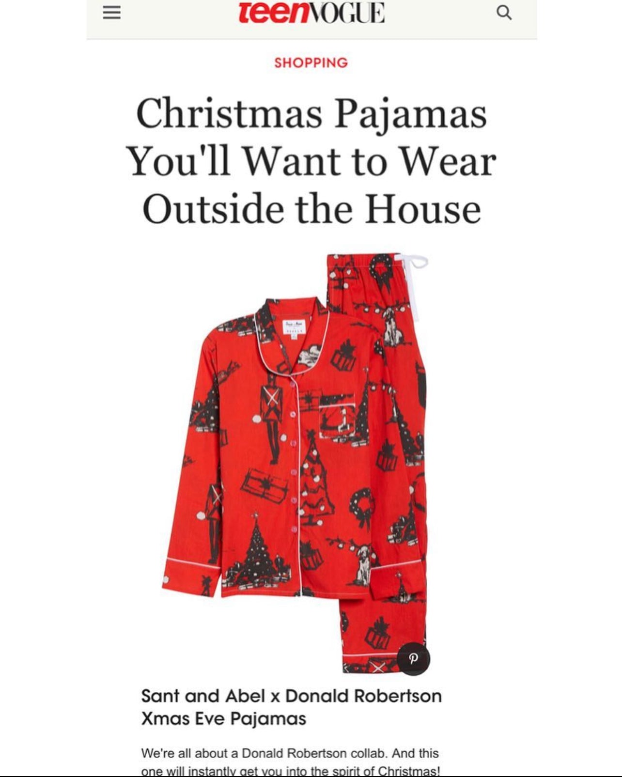 Teen Vogue Christmas Pajamas