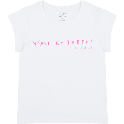 Women's Drawbertson Pink Y'All Go To Bed T-Shirt