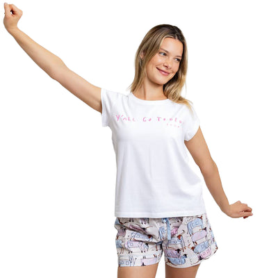 Women's Drawbertson Pink Y'All Go To Bed T-Shirt