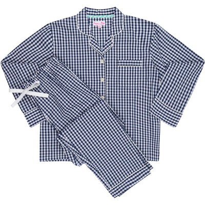 Women's Hepburn Gingham Navy Long PJ Set