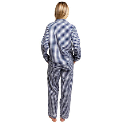Women's Hepburn Gingham Navy Long PJ Set