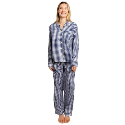 Women's Hepburn Gingham Navy Long PJ Set