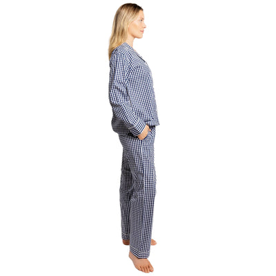 Women's Hepburn Gingham Navy Long PJ Set