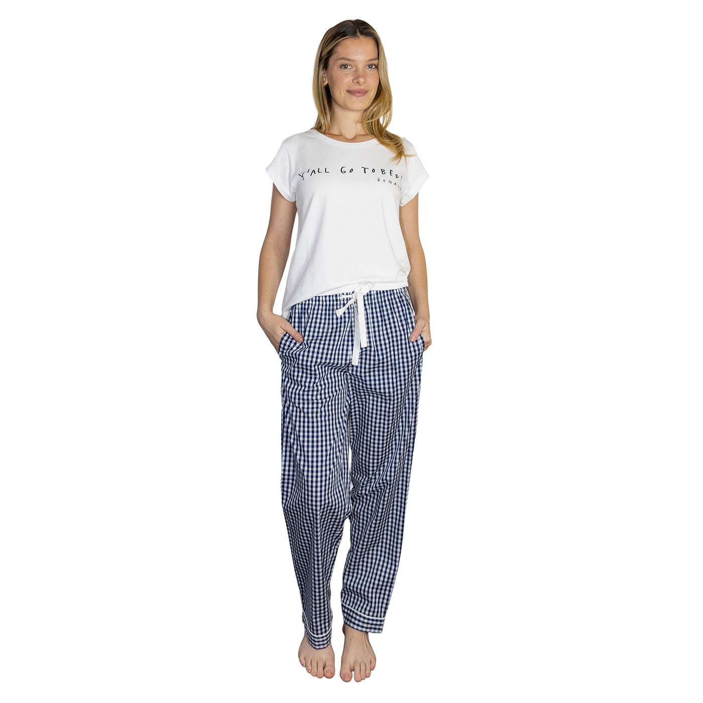 Women's Hepburn Gingham Navy PJ Pants