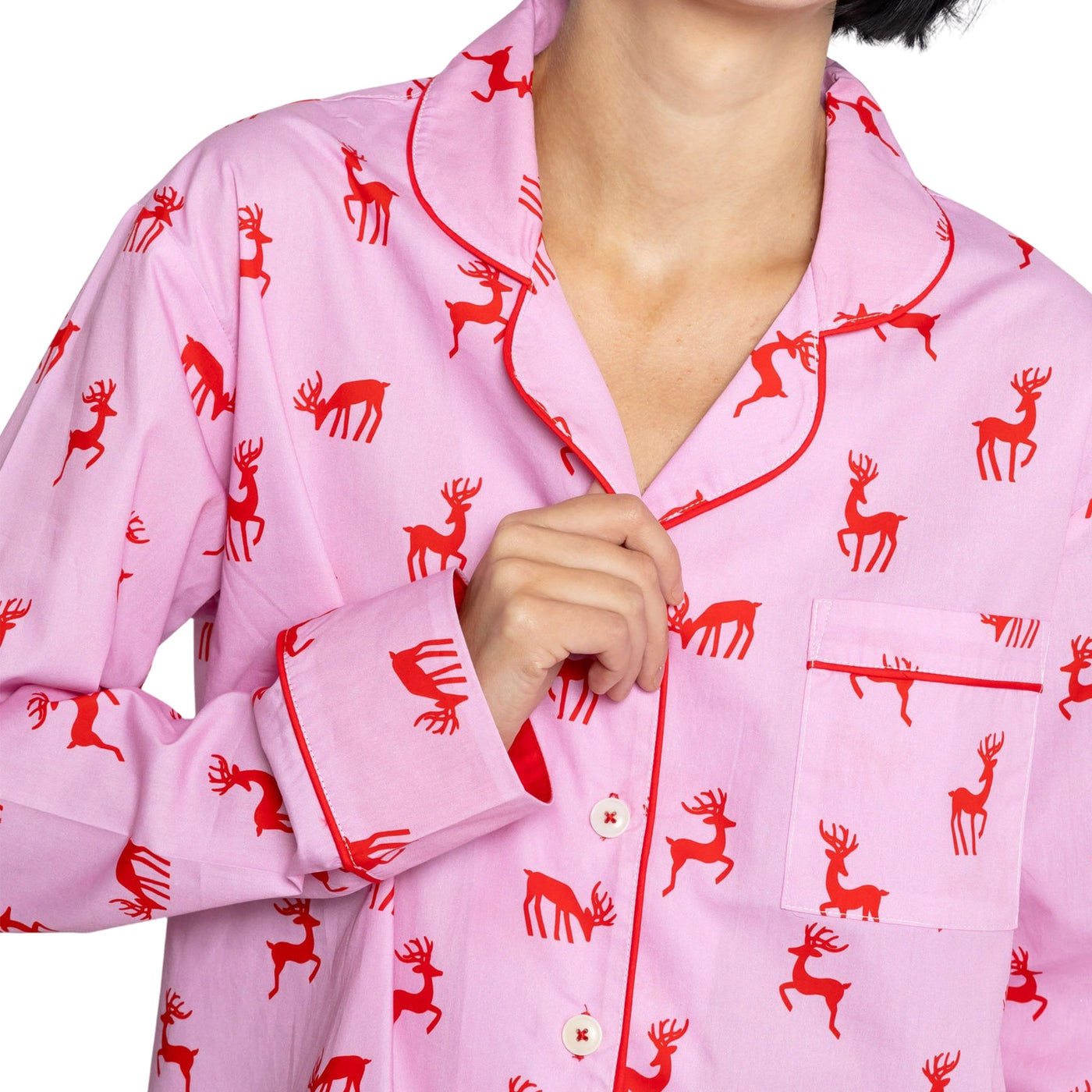 Women's Reindeer Pink Long PJ Set