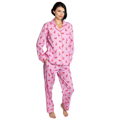 Women's Reindeer Pink Long PJ Set