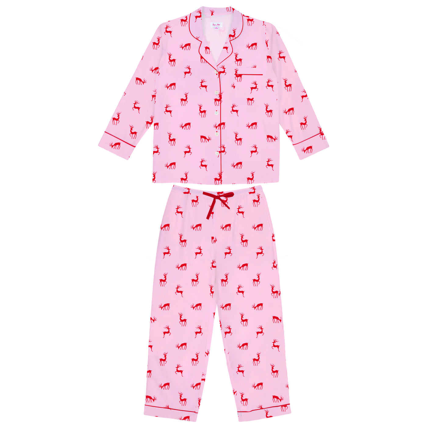 Women's Reindeer Pink Long PJ Set