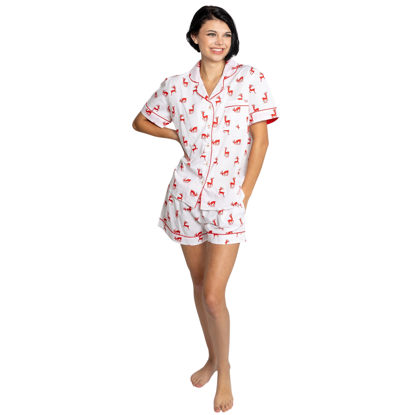 Women's Reindeer Red Short PJ Set