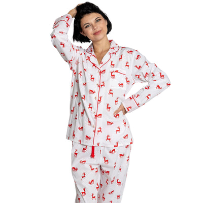 Women's Reindeer Red Long PJ Set