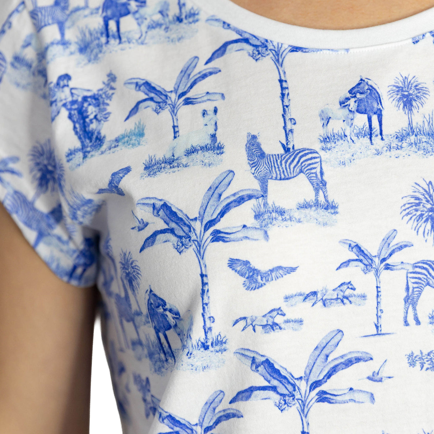 Women's Skydog Toile Blue Jersey Short PJ Set