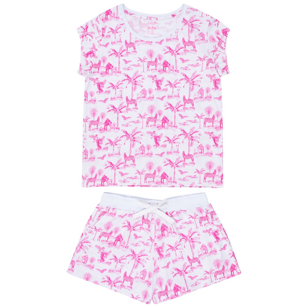 Women's Skydog Toile Pink Jersey Short PJ Set