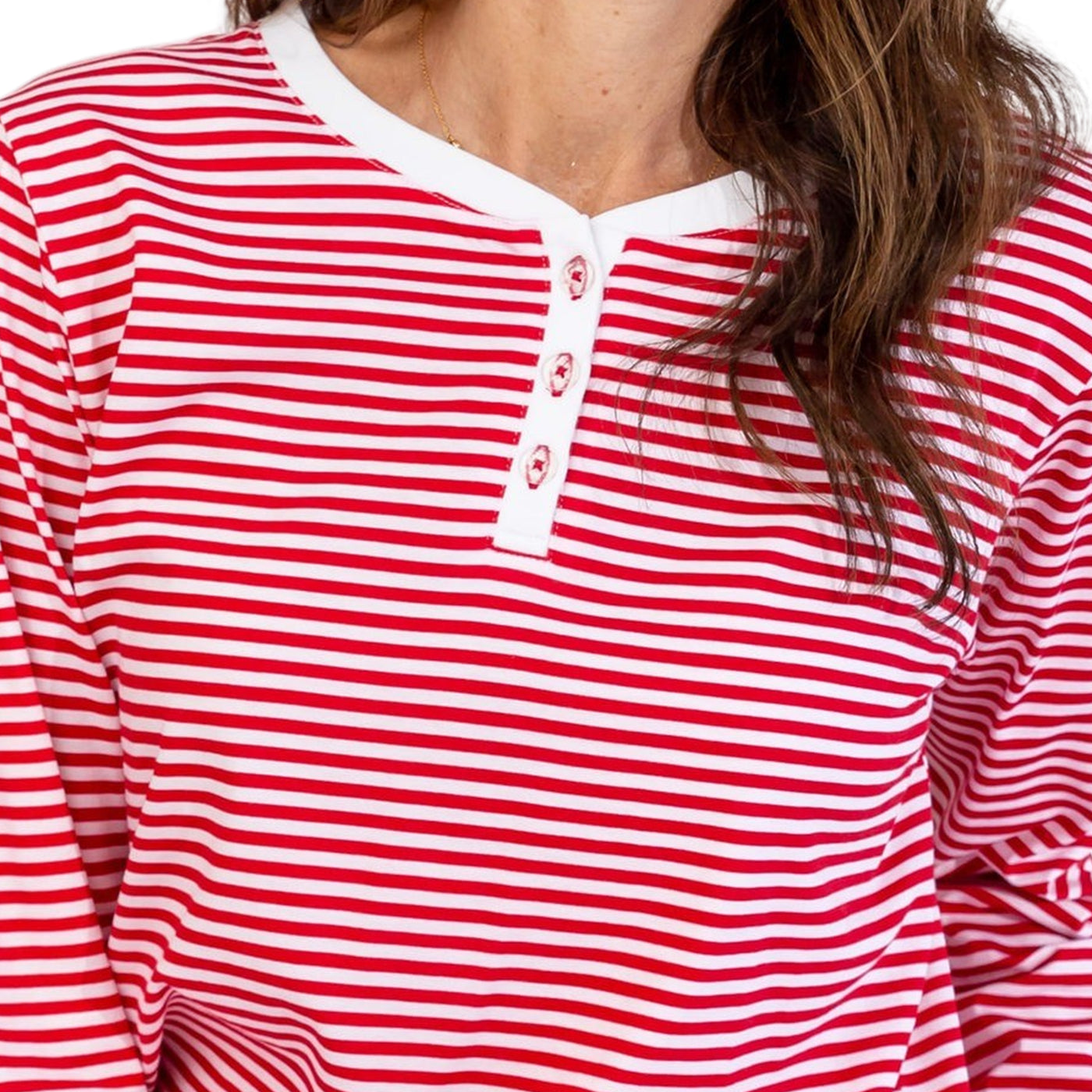 Women's Red Stripe Jersey Long PJ Set