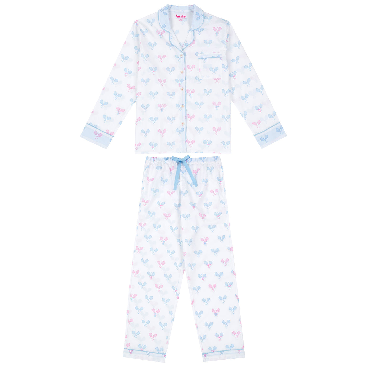 Women's Tennis Bows Long PJ Set