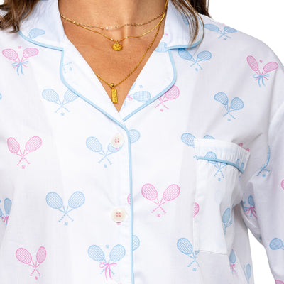 Women's Tennis Bows Long PJ Set