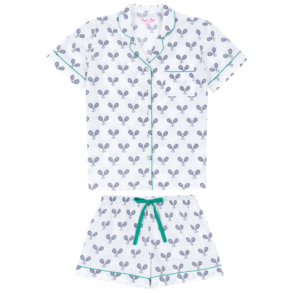 Women's Tennis Navy Short PJ Set