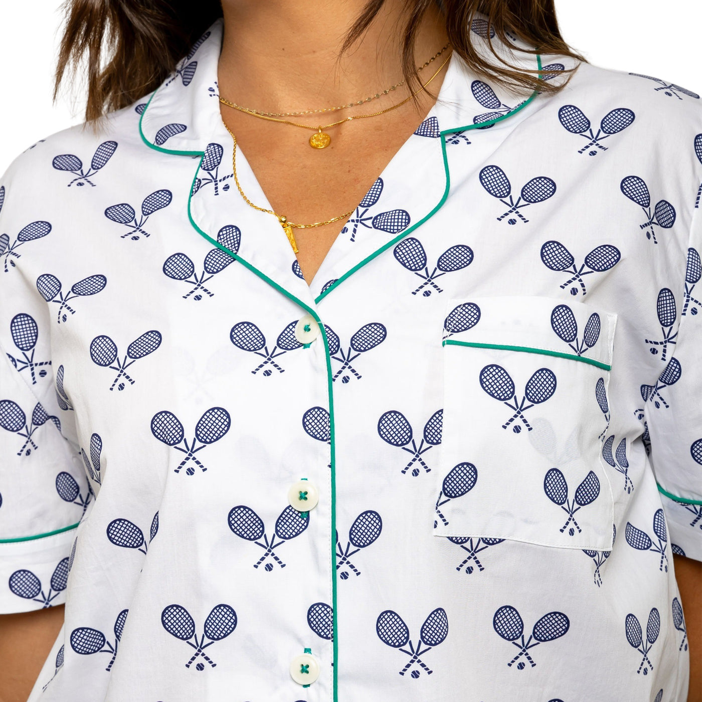 Women's Tennis Navy Short PJ Set
