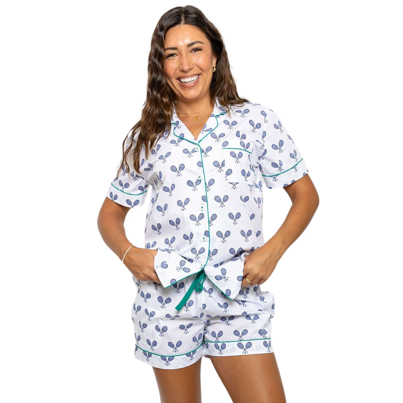 Women's Tennis Navy Short PJ Set