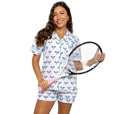 Women's Tennis Navy Short PJ Set