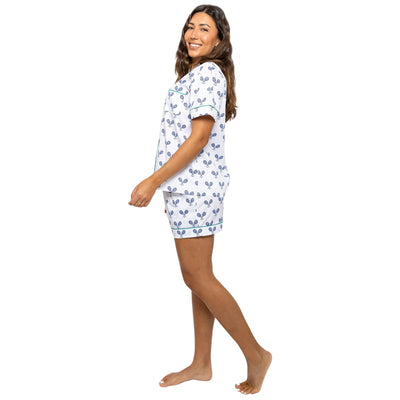 Women's Tennis Navy Short PJ Set