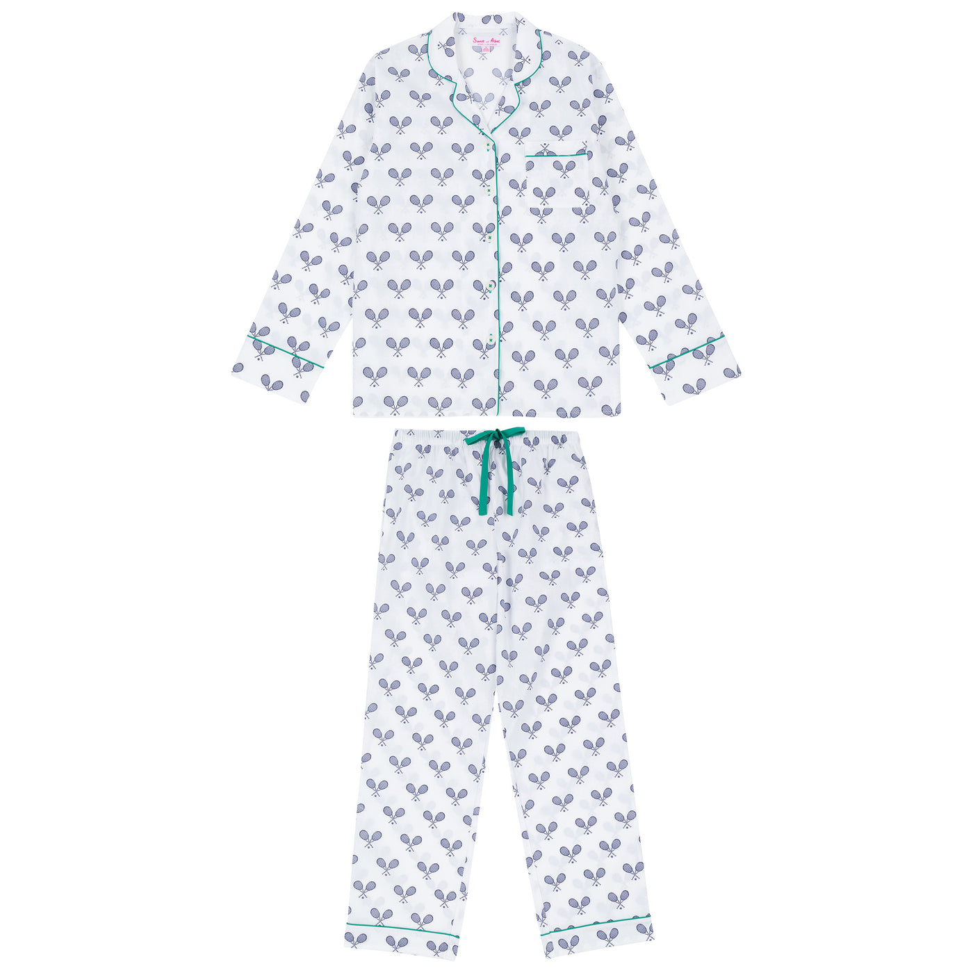 Women's Tennis Navy Long PJ Set