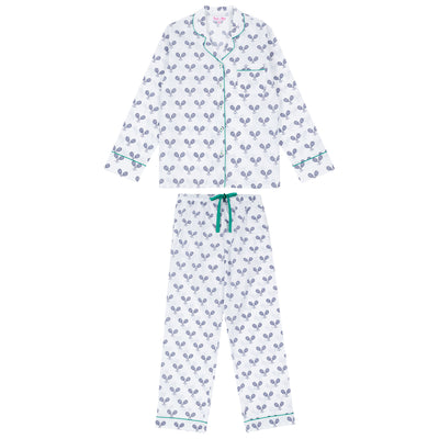 Women's Tennis Navy Long PJ Set