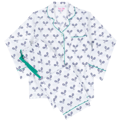 Women's Tennis Navy Long PJ Set