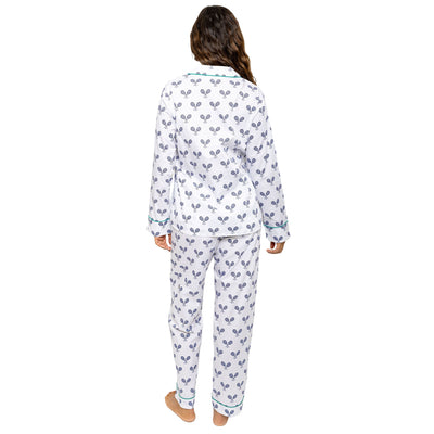 Women's Tennis Navy Long PJ Set