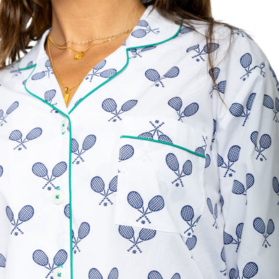 Women's Tennis Navy Long PJ Set